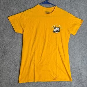 Cactus and Skull T Shirt Adult Small Yellow Graphic Crew Neck Short Sleeve